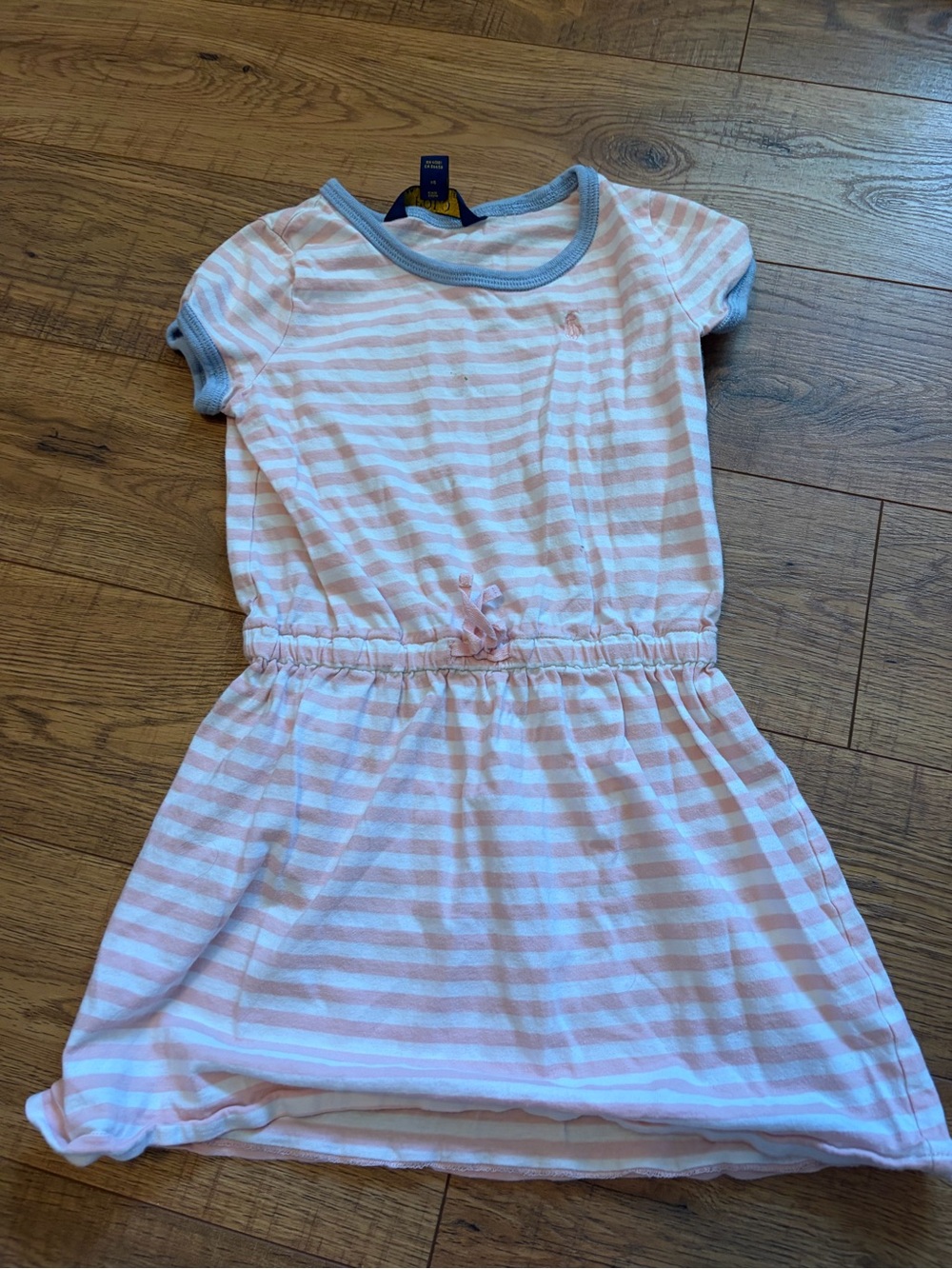 Polo by Ralph Lauren Pink and White Striped Short Sleeve Dress